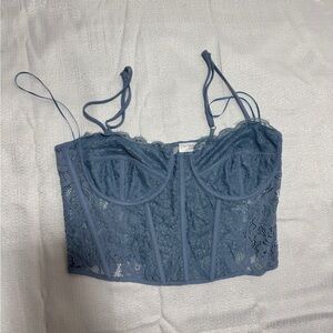 Altar’d State Lace Corset Bustier Top Blue Size Medium Intimates